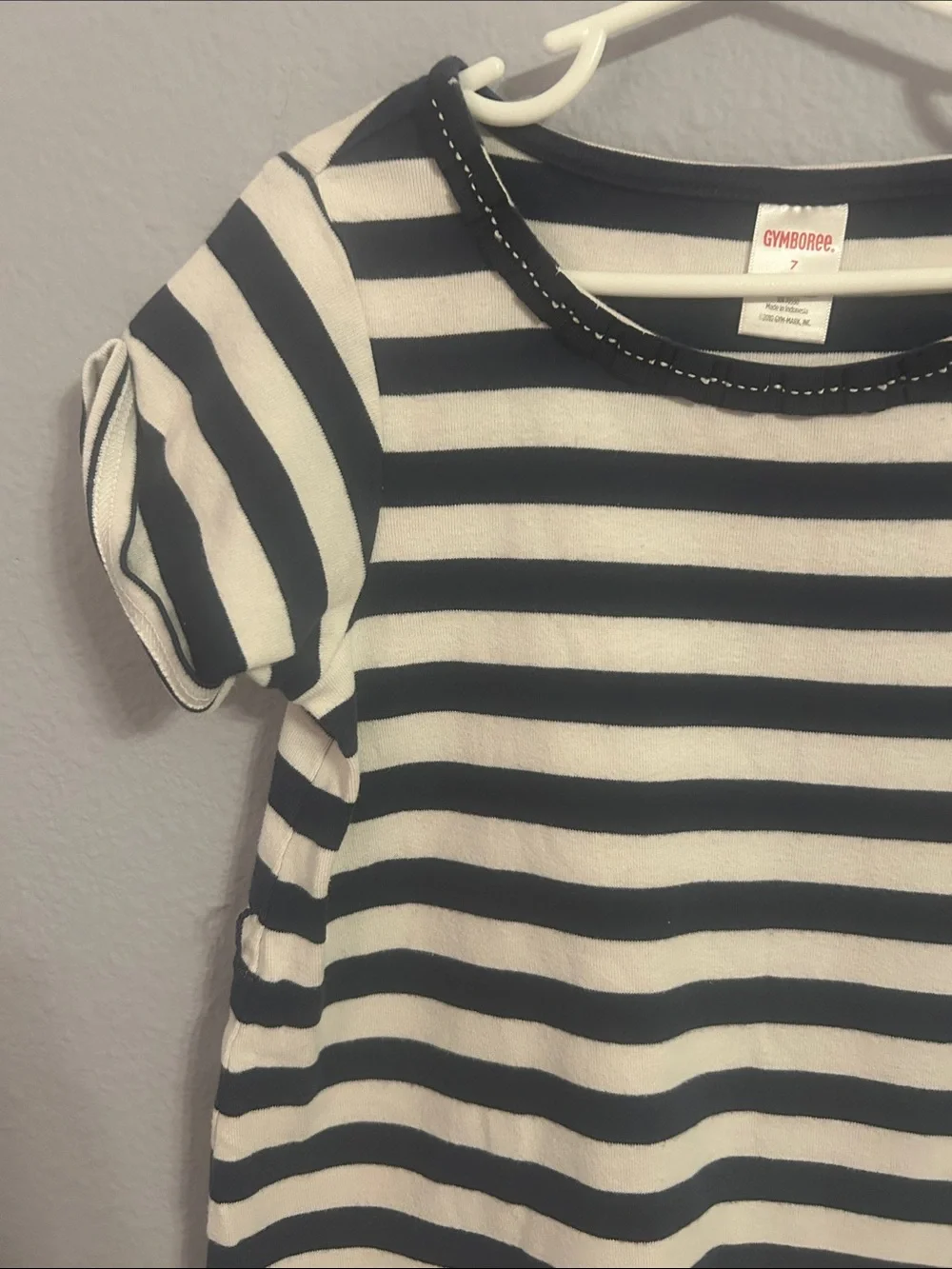 Gymboree Girl Youth Navy and White Striped Short-Sleeve Tee Dress Size 7